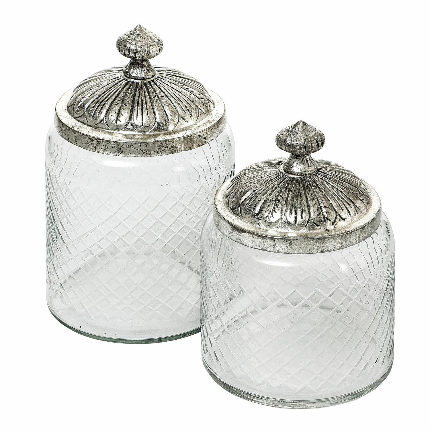 Lot de 2 bonbonnières en verre Antoinette