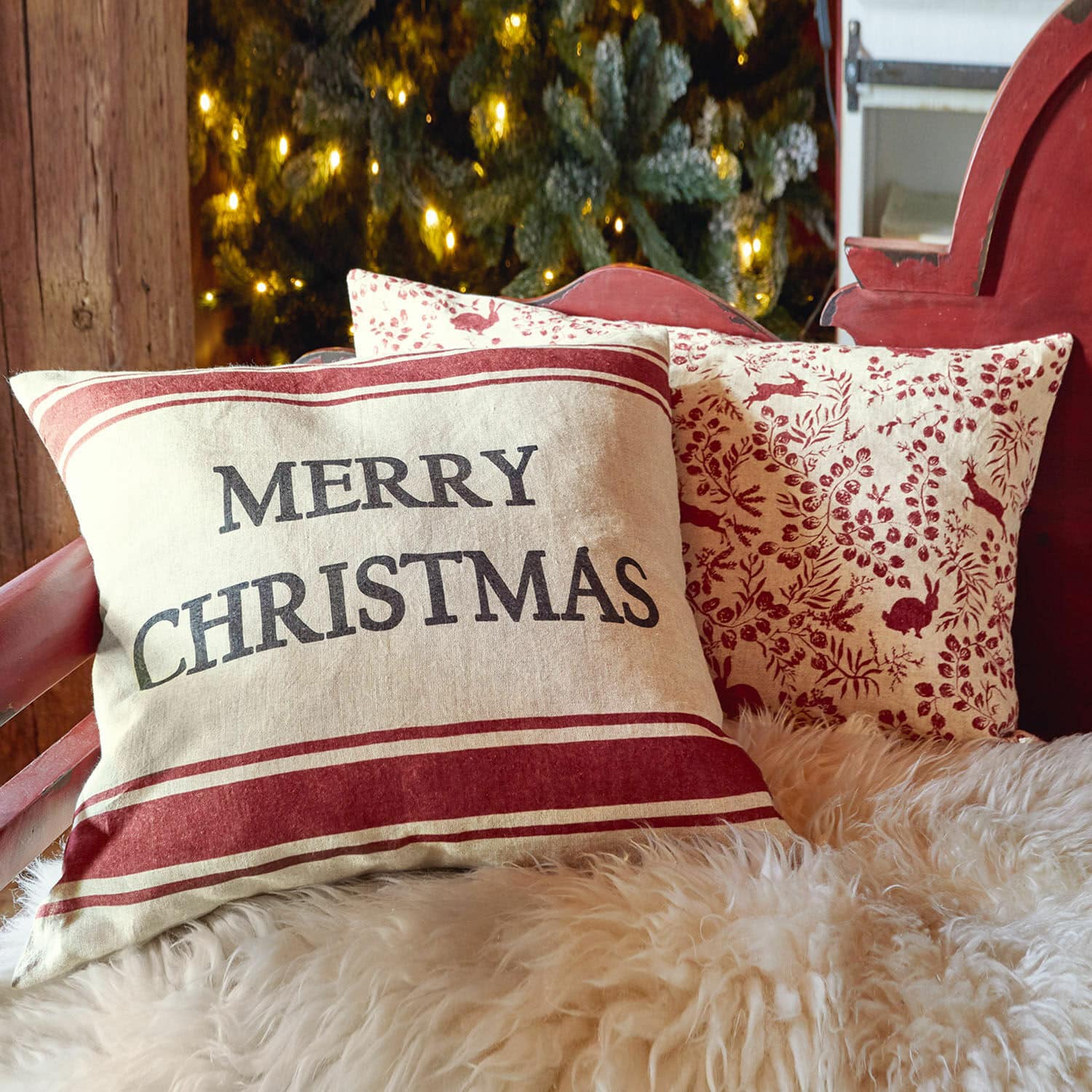 Lot de 2 housses de coussins Merry Christmas