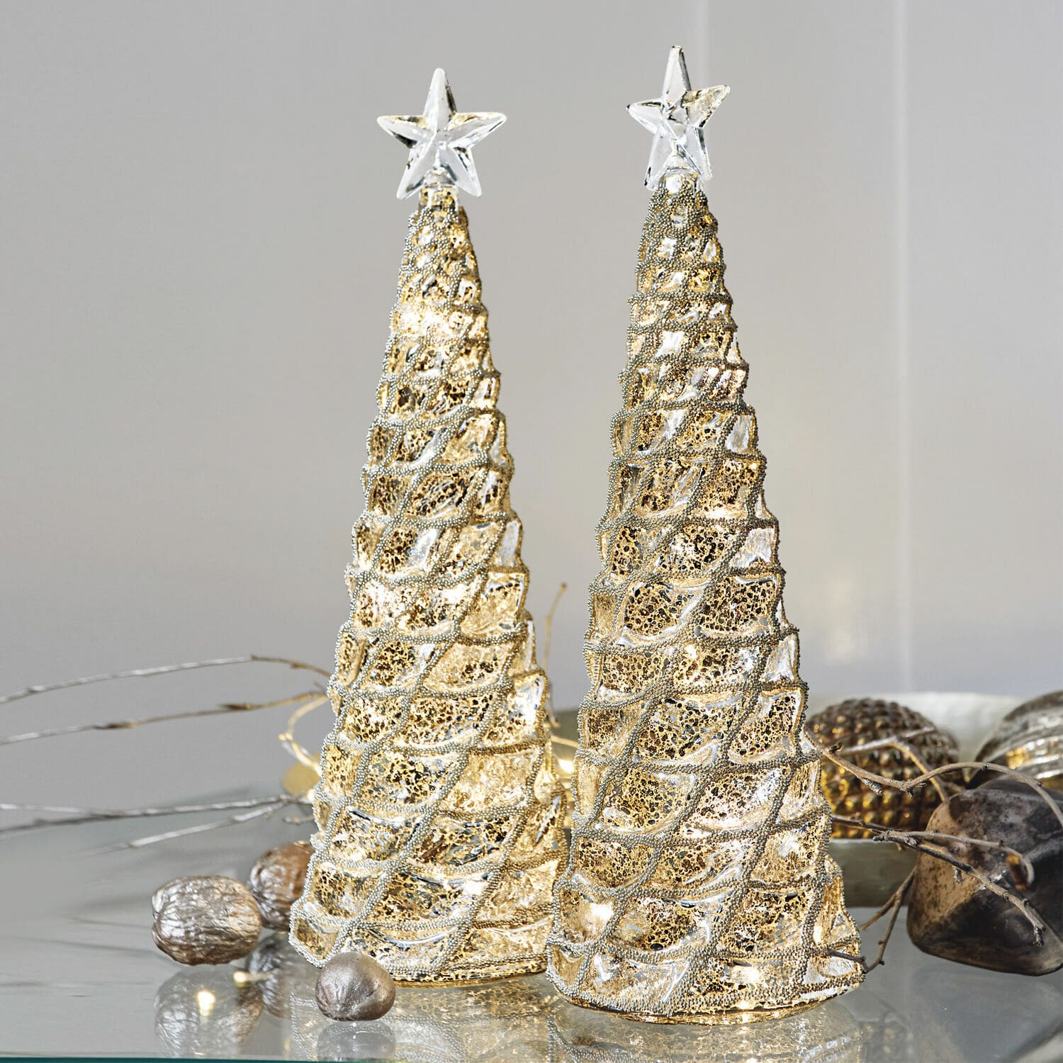 Lot de 2 arbres décoratifs Glitter