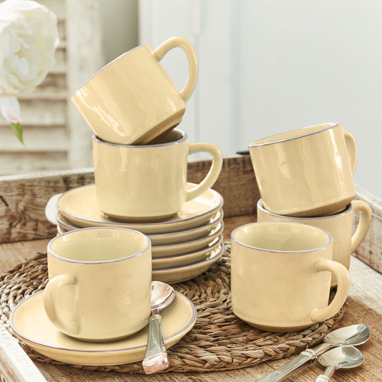 Lot de 6 tasses et soucoupes Biarré