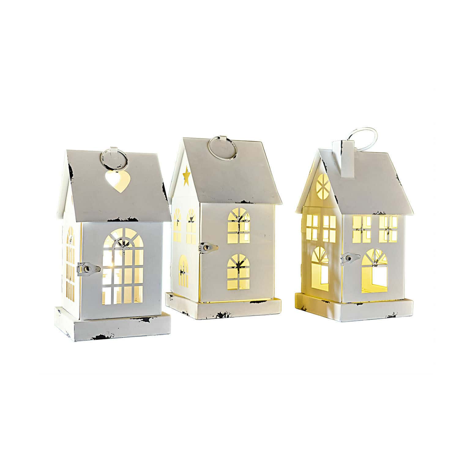 Lot de 3 lanternes LED Village