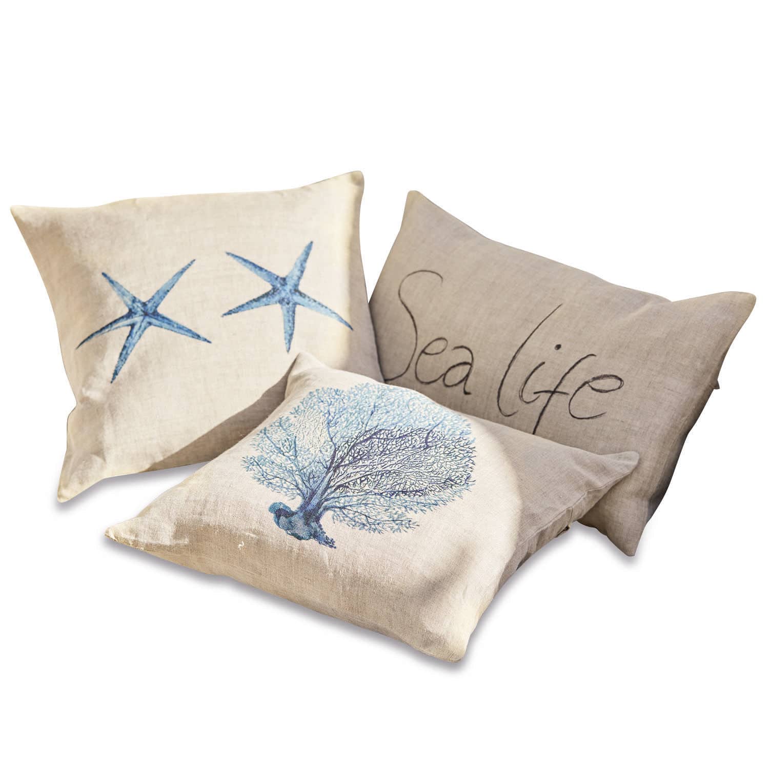 Lot de 3 housses de coussins Sea life