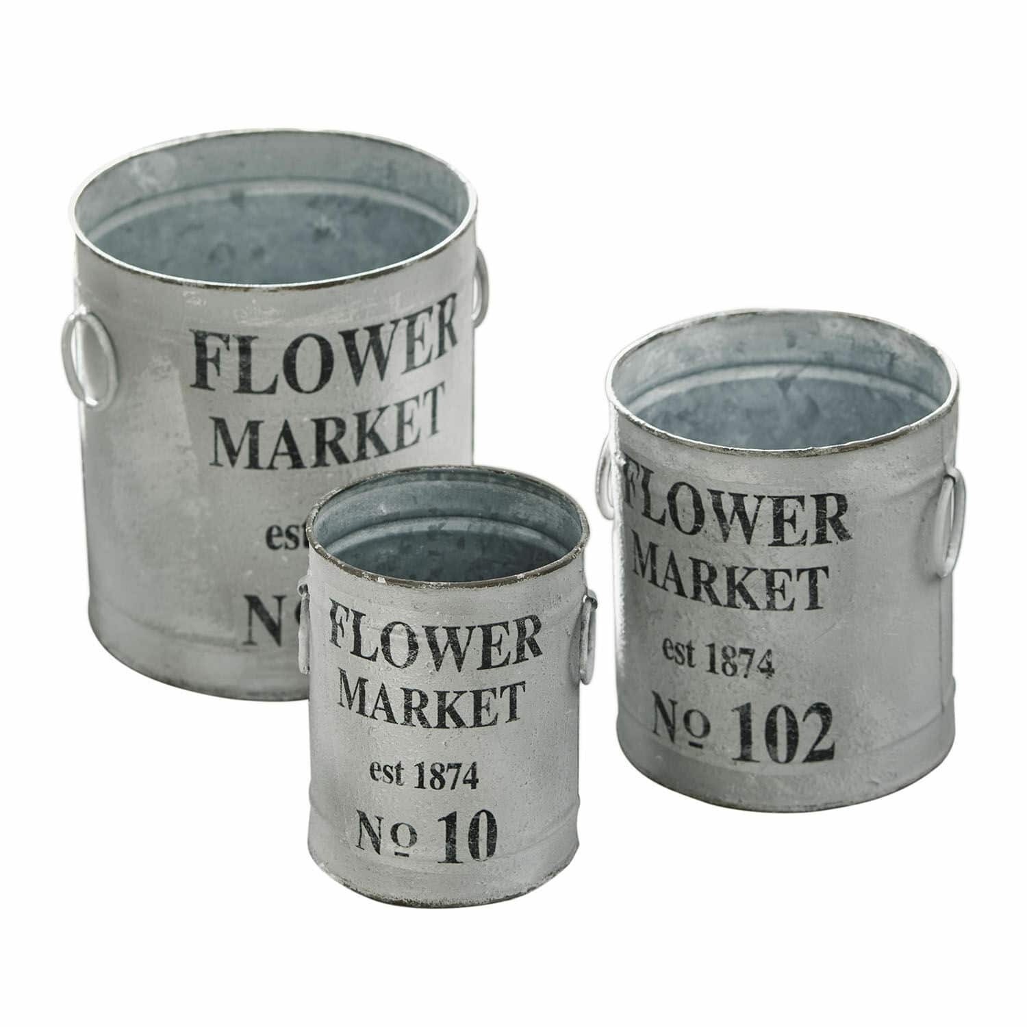 Lot de 3 cache-pots Flower Market