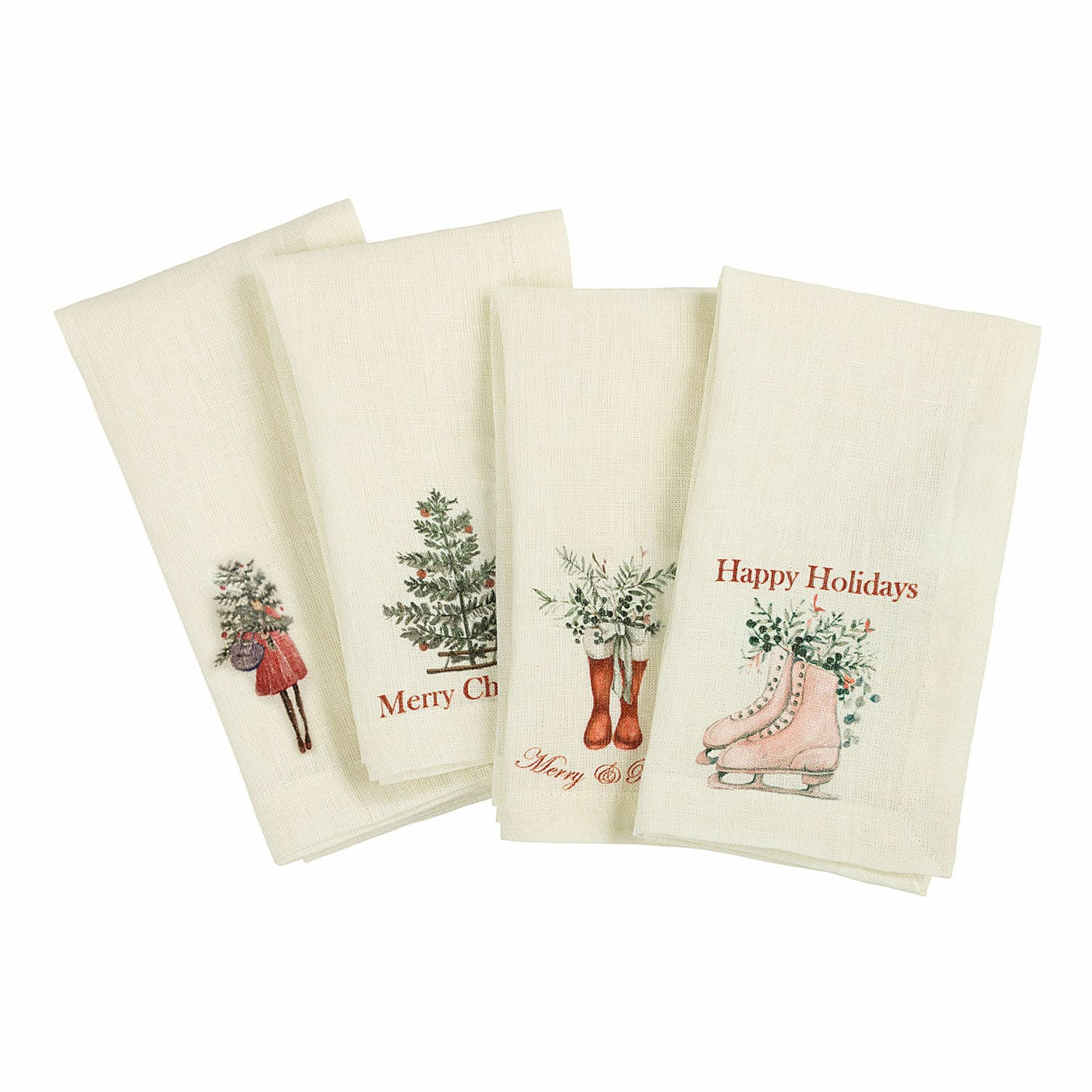 Lot de 4 serviettes Merry & Bright