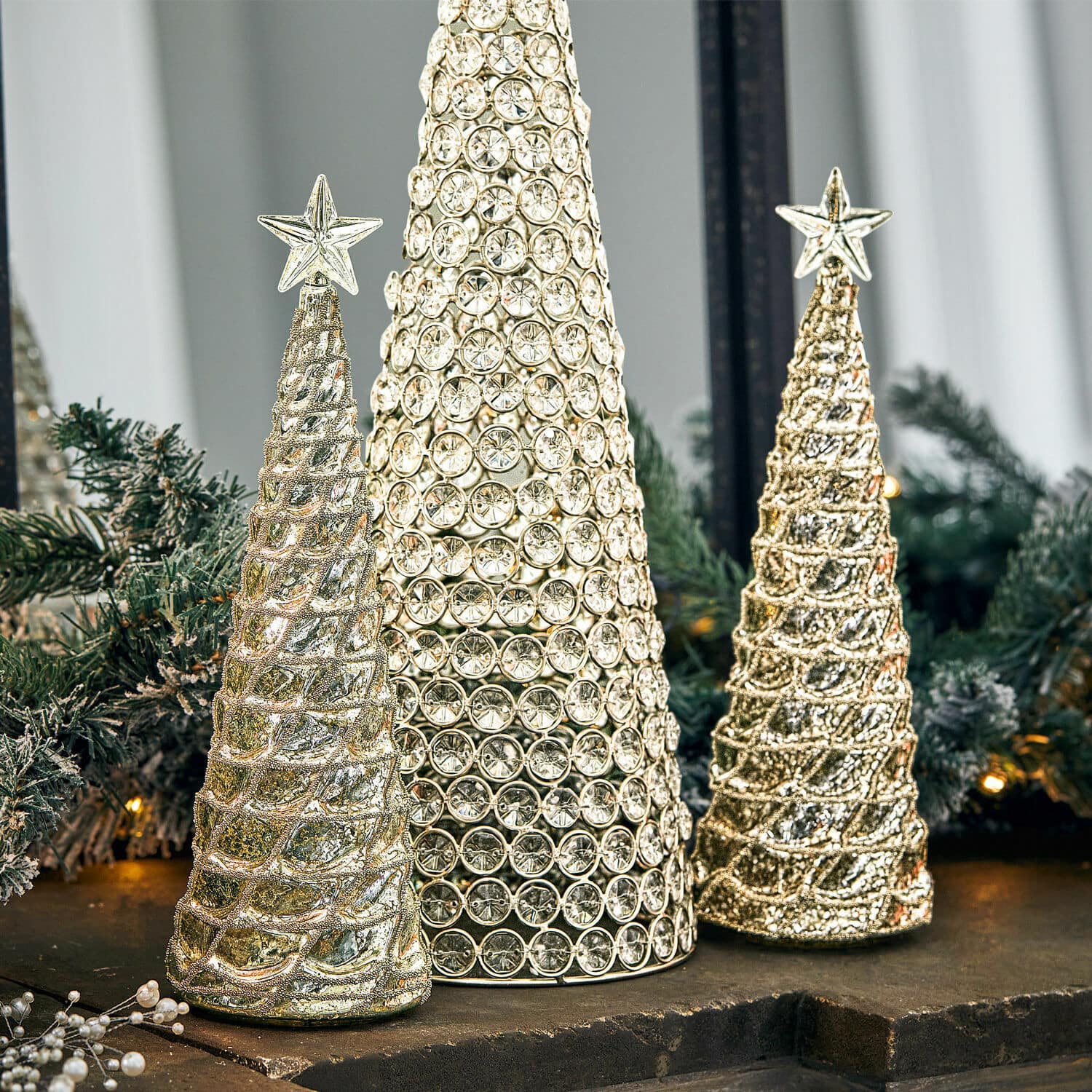 Lot de 2 arbres décoratifs Glitter