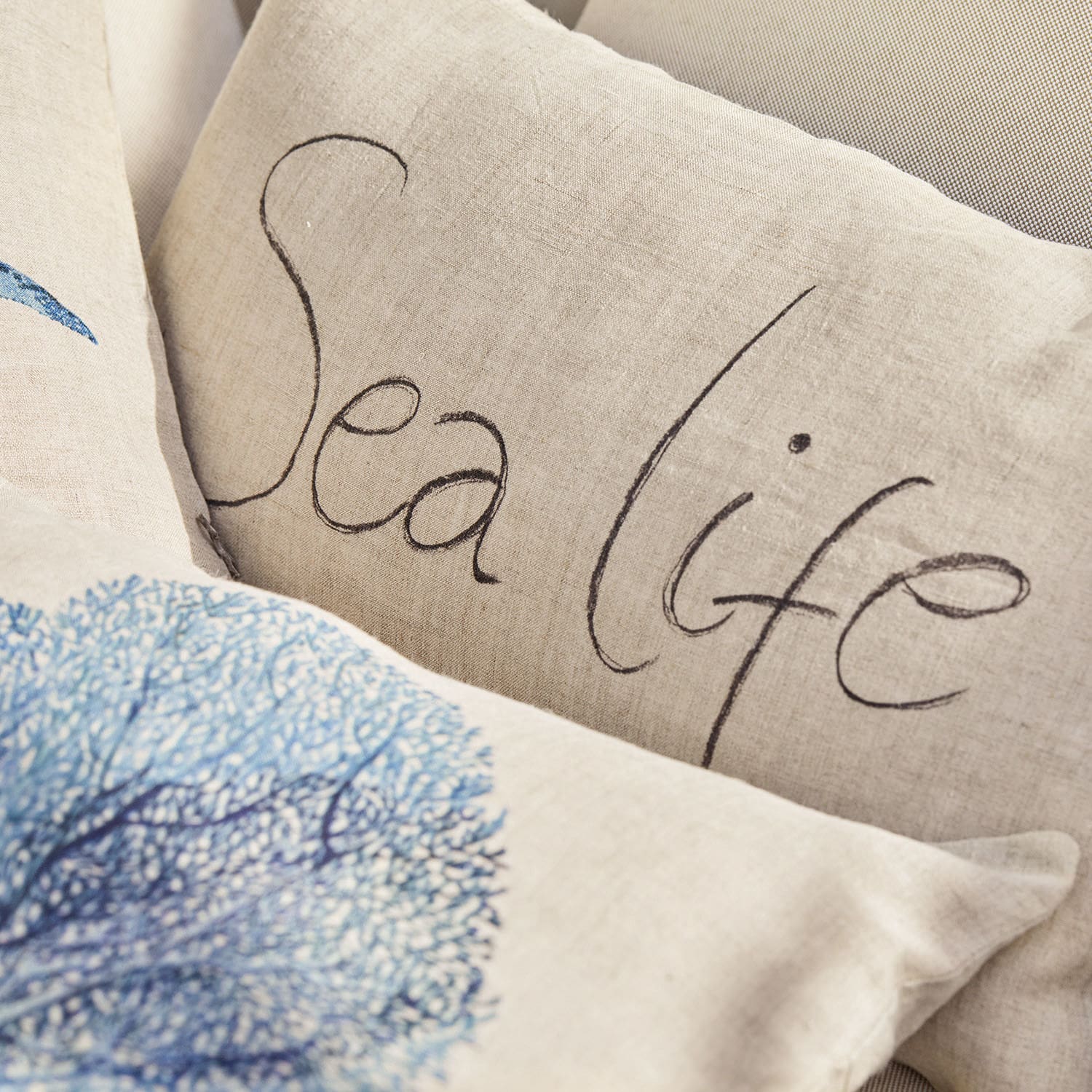 Lot de 3 housses de coussins Sea life