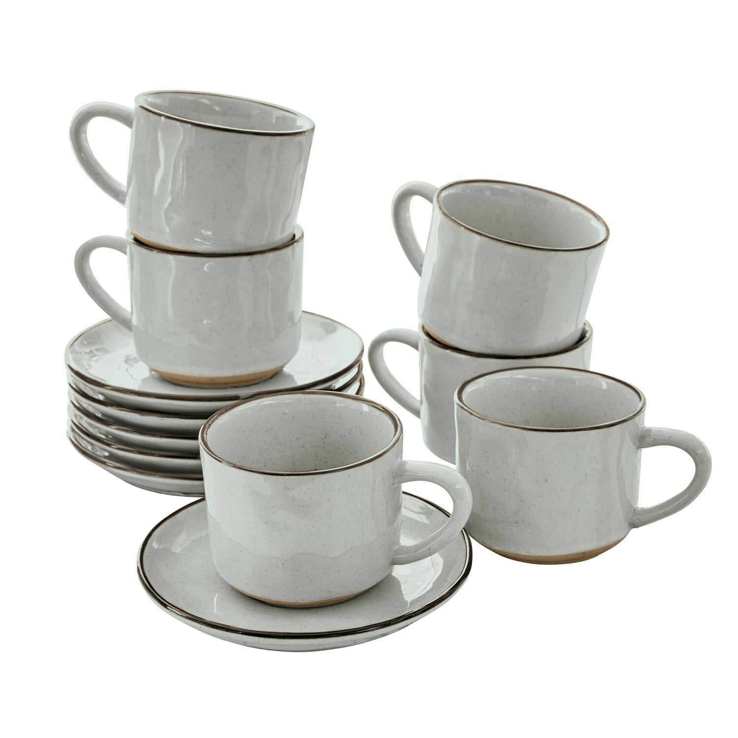 Lot de 6 tasses à café avec soucoupes Biarré