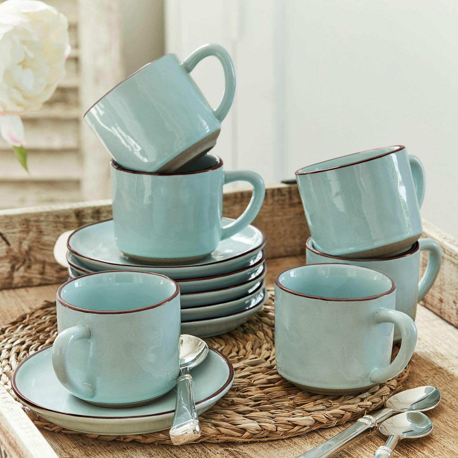 Lot de 6 tasses et soucoupes Biarré