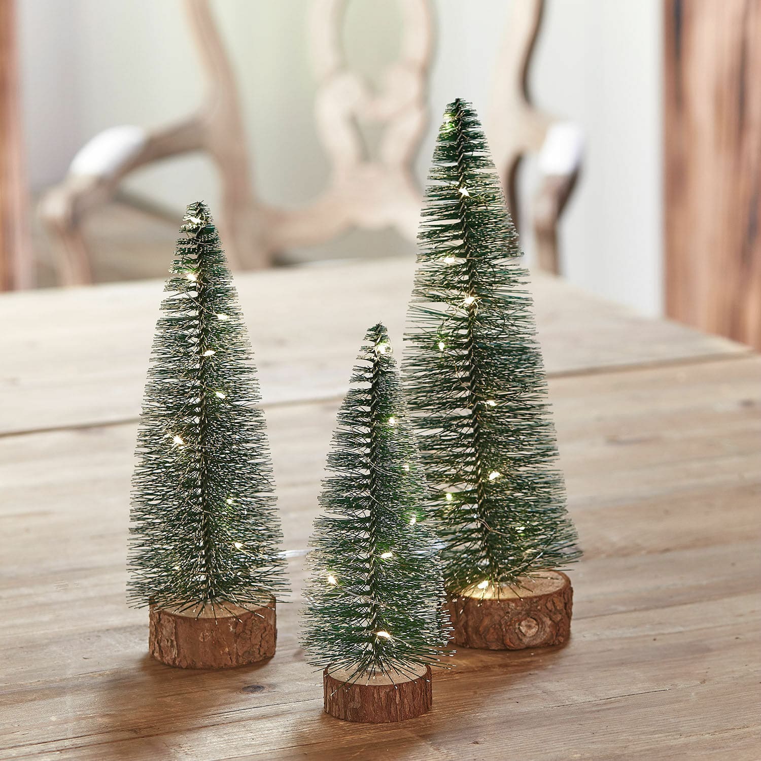 Lot de 3 sapins décoratifs à LED Thalindra