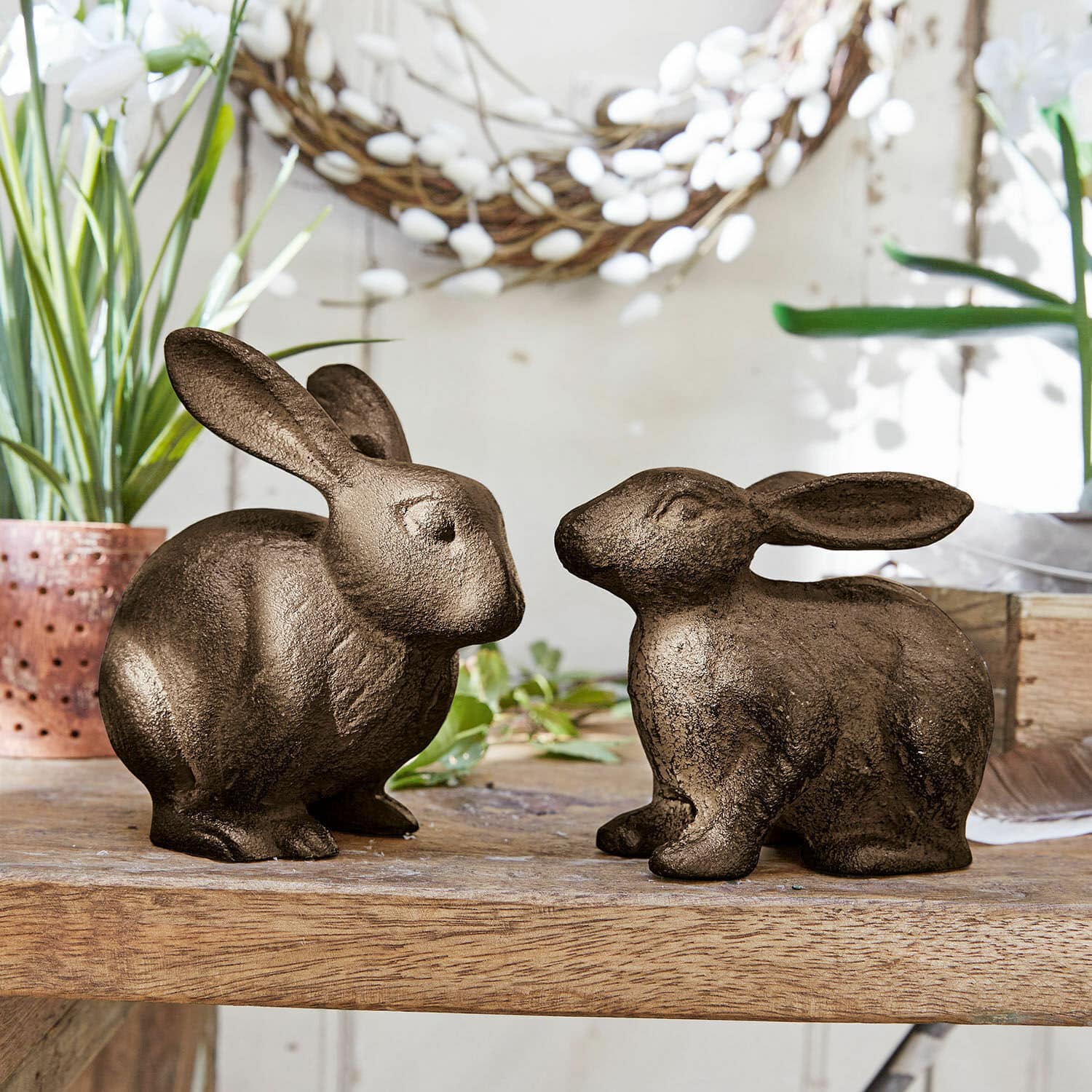 Lot de 2 lapins décoratifs Hennes