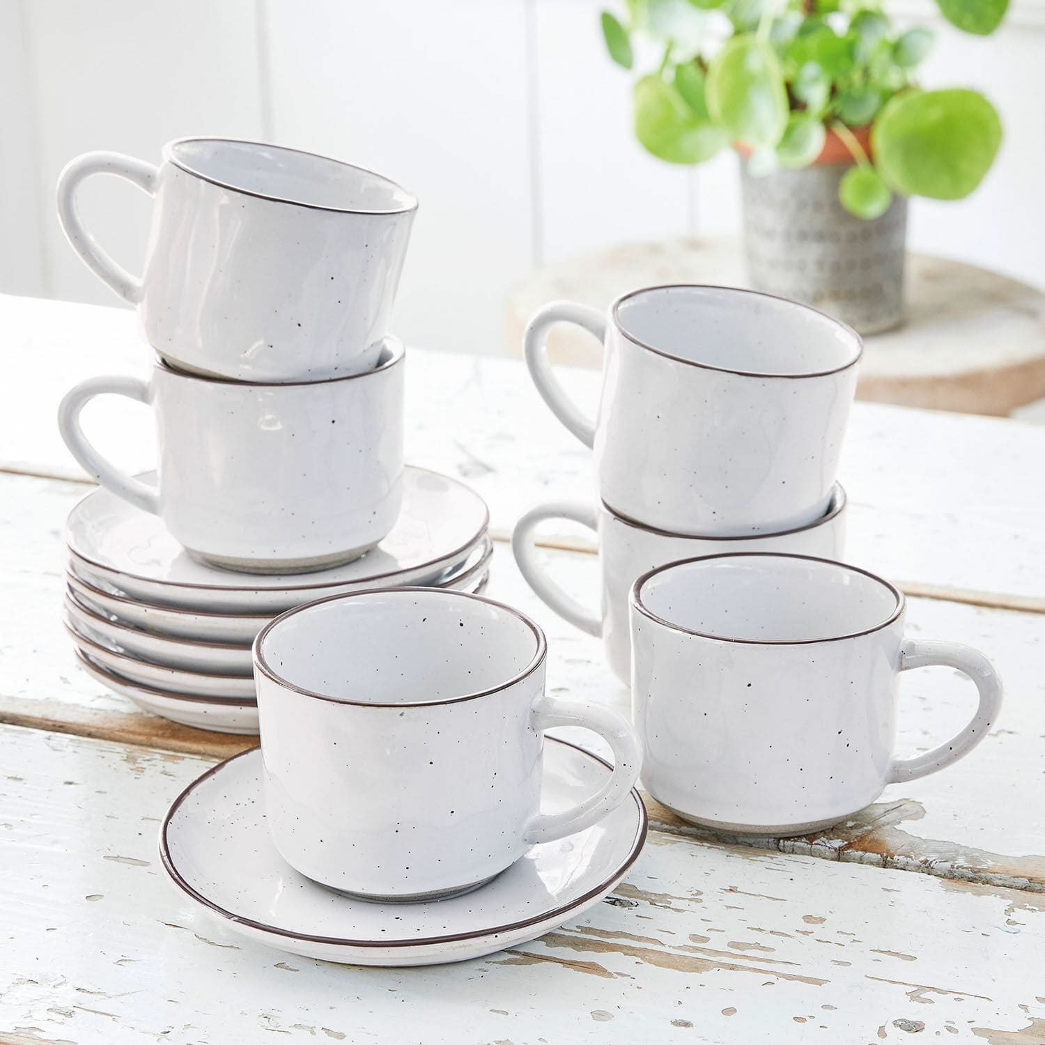 Lot de 6 tasses à café avec soucoupes Biarré