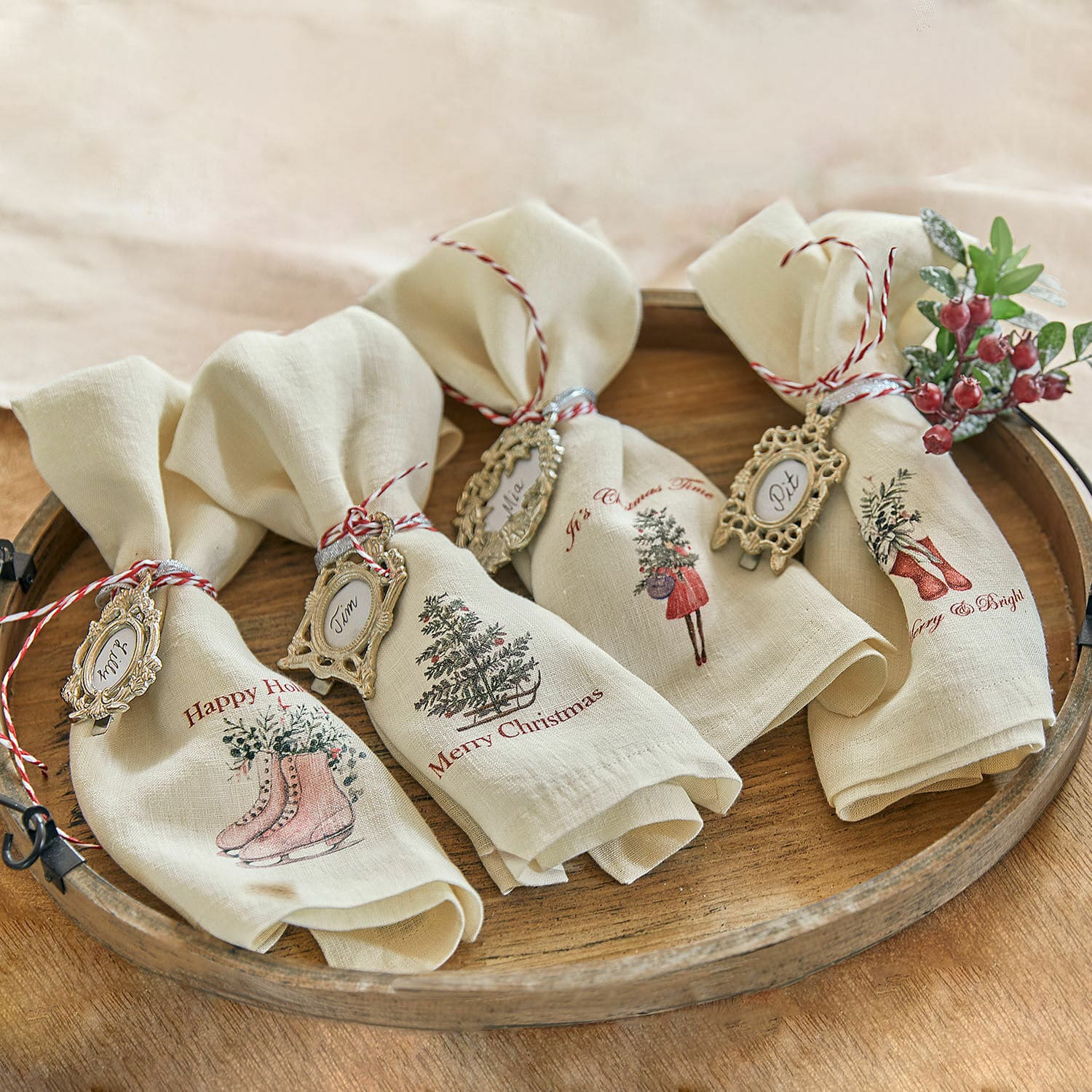 Lot de 4 serviettes Merry & Bright