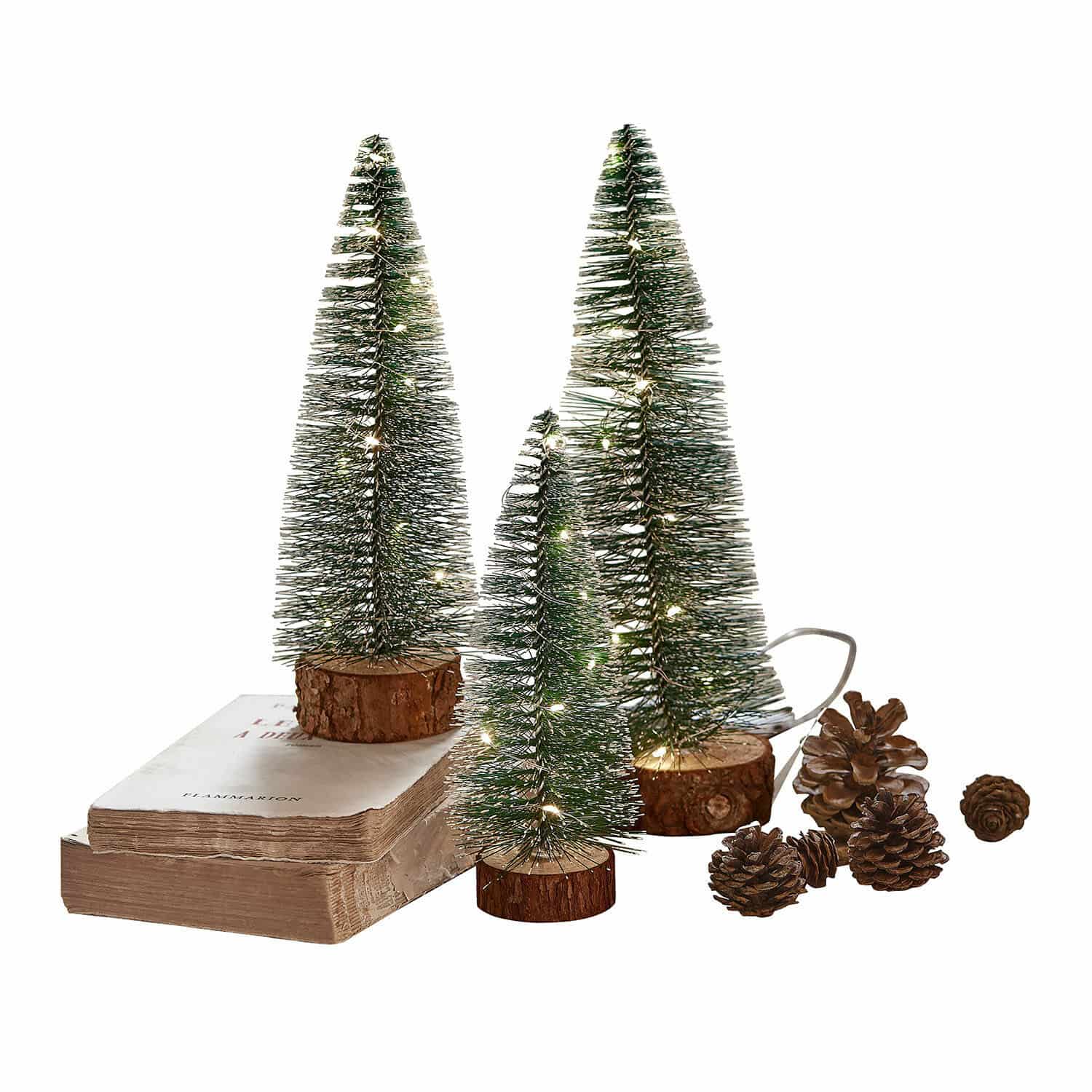 Lot de 3 sapins décoratifs à LED Thalindra