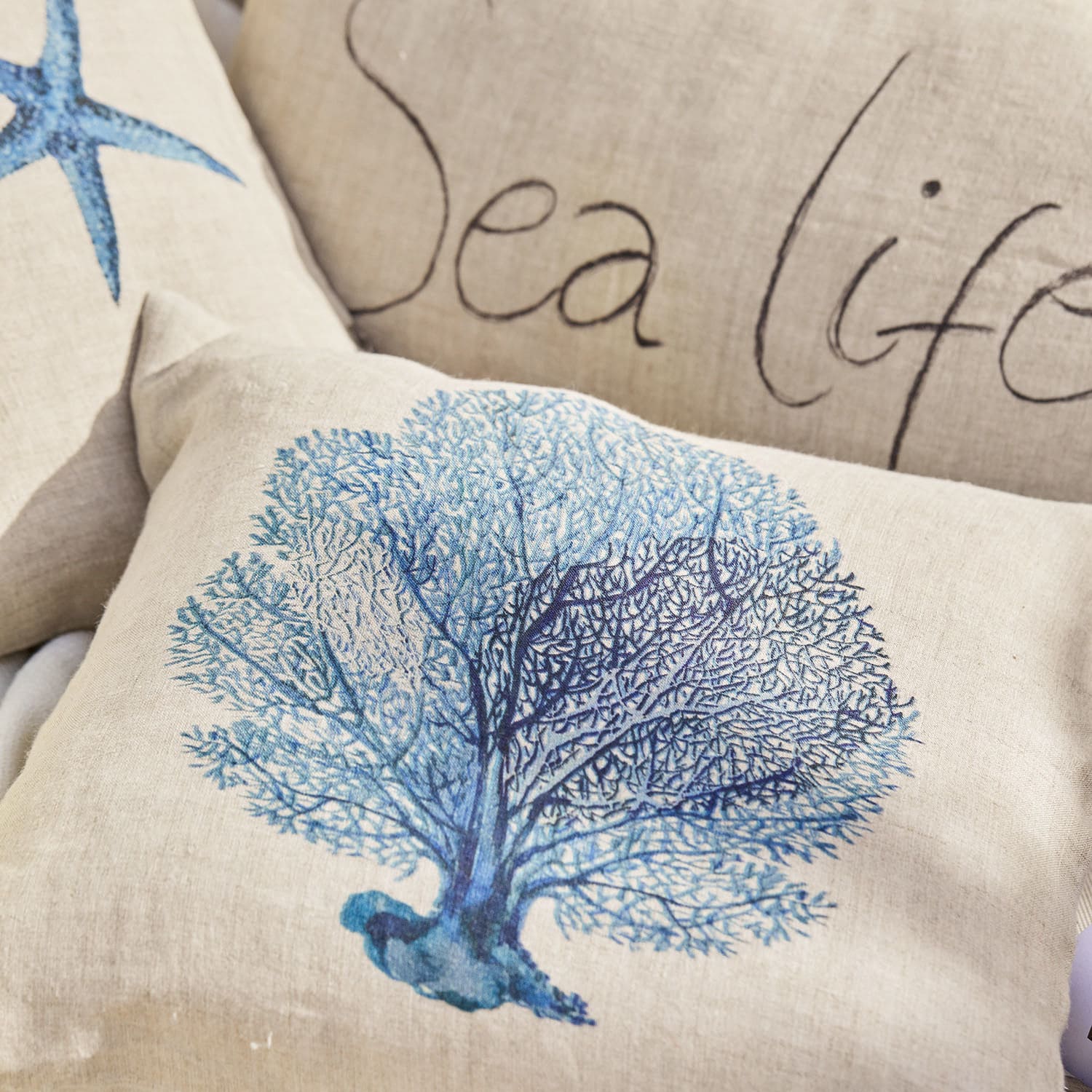 Lot de 3 housses de coussins Sea life