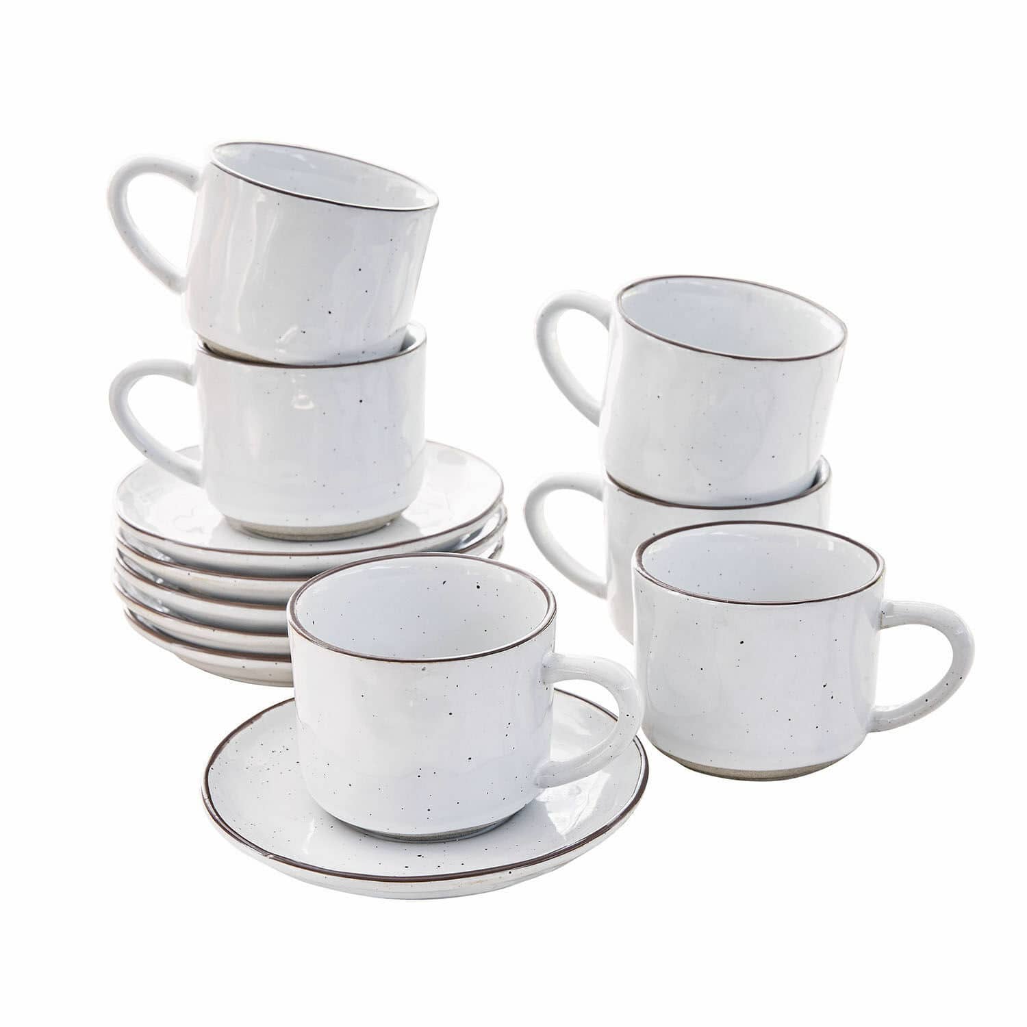 Lot de 6 tasses à café avec soucoupes Biarré