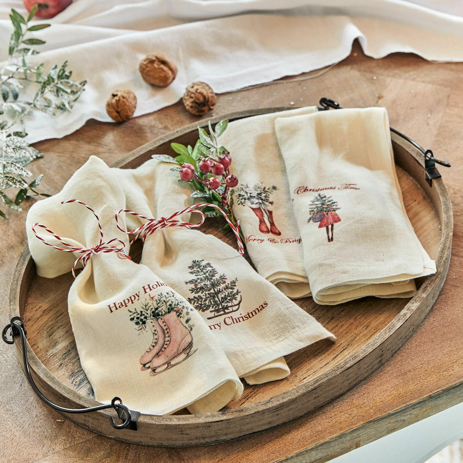 Lot de 4 serviettes Merry & Bright