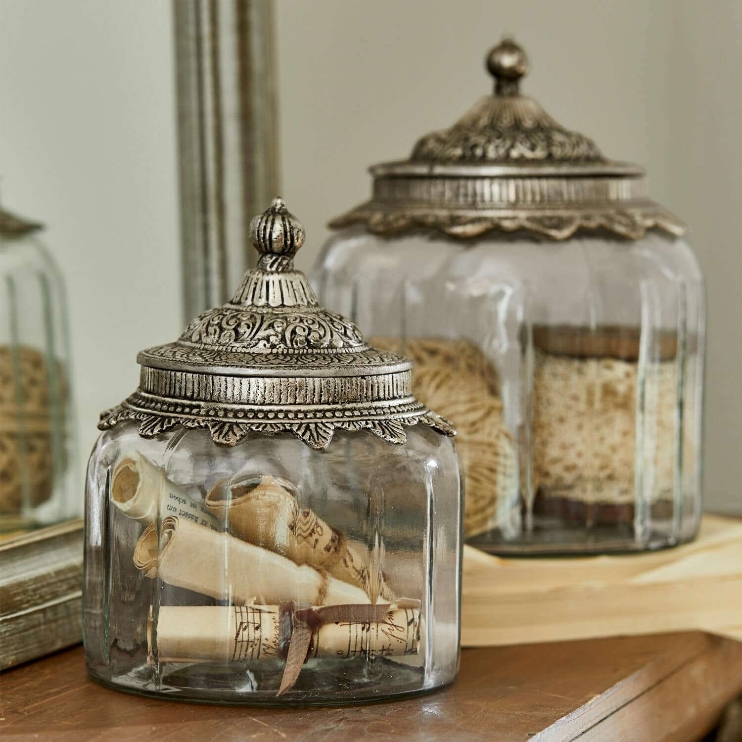 Lot de 2 bonbonnières en verre Laféline