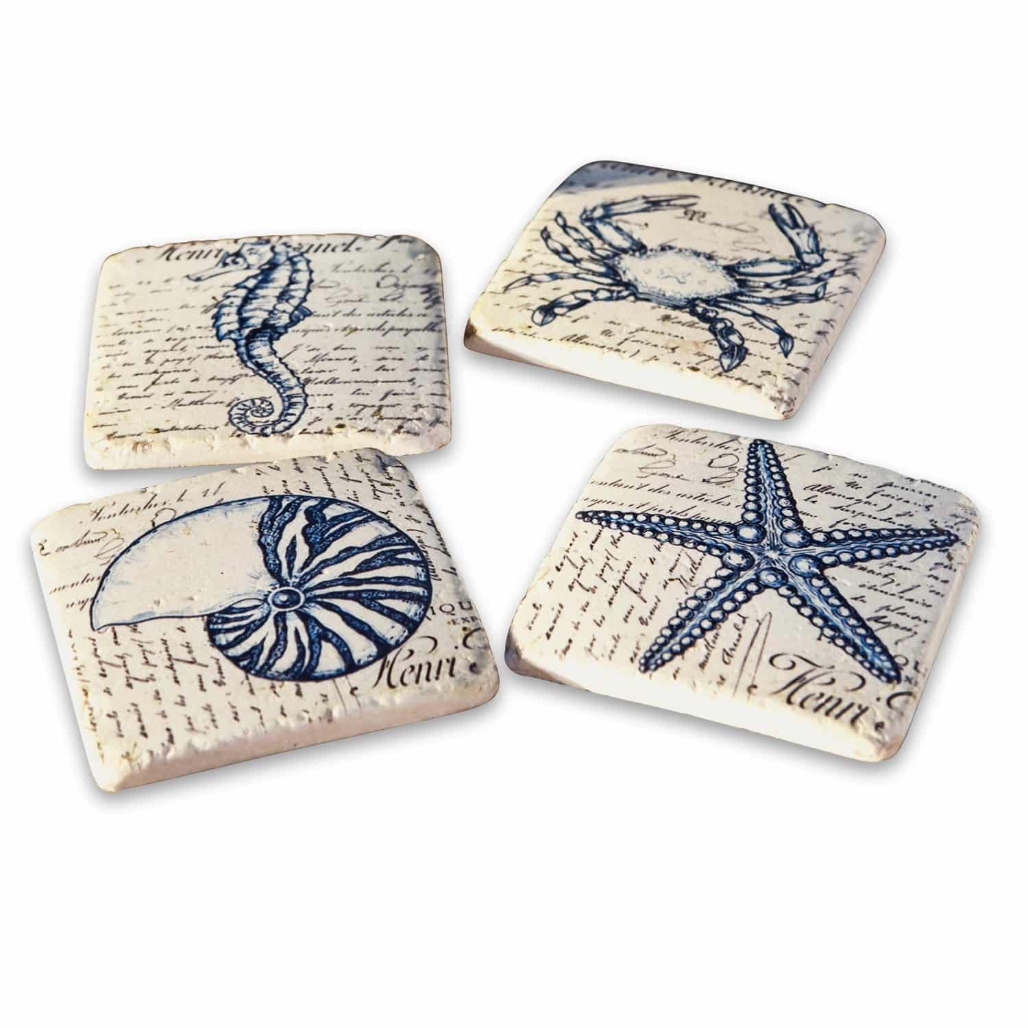 Lot de 4 dessous de verres Faune Marine