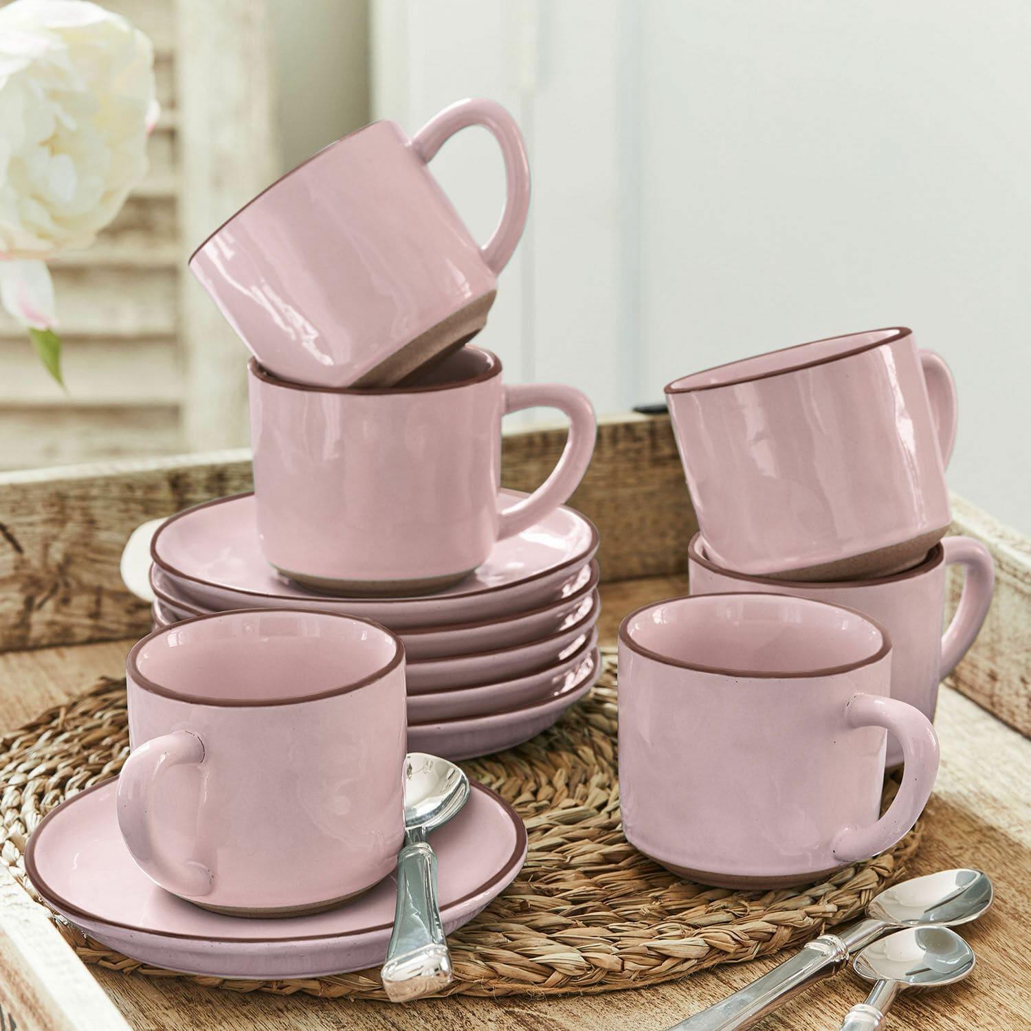 Lot de 6 tasses et soucoupes Biarré