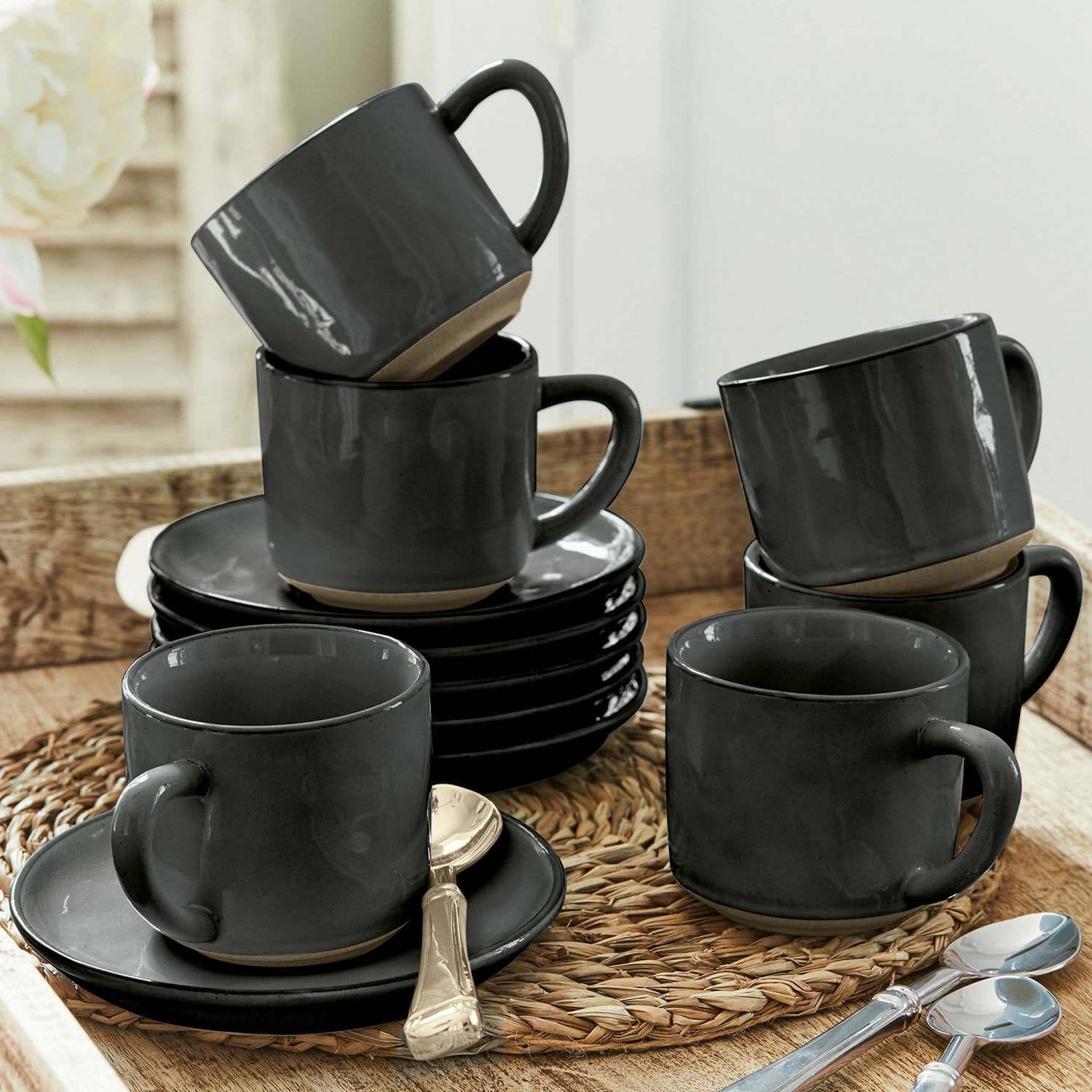 Lot de 6 tasses et soucoupes Biarré