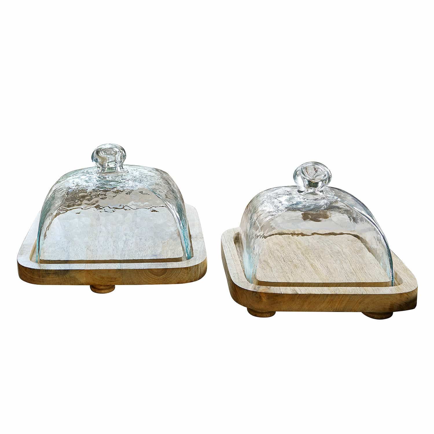 Lot de 2 cloches en verre avec leur plateau Bellavario