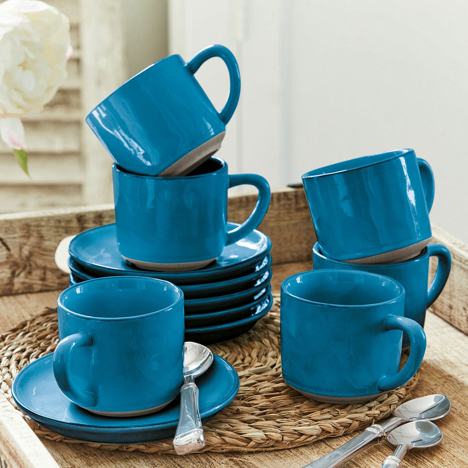 Lot de 6 tasses et soucoupes Biarré