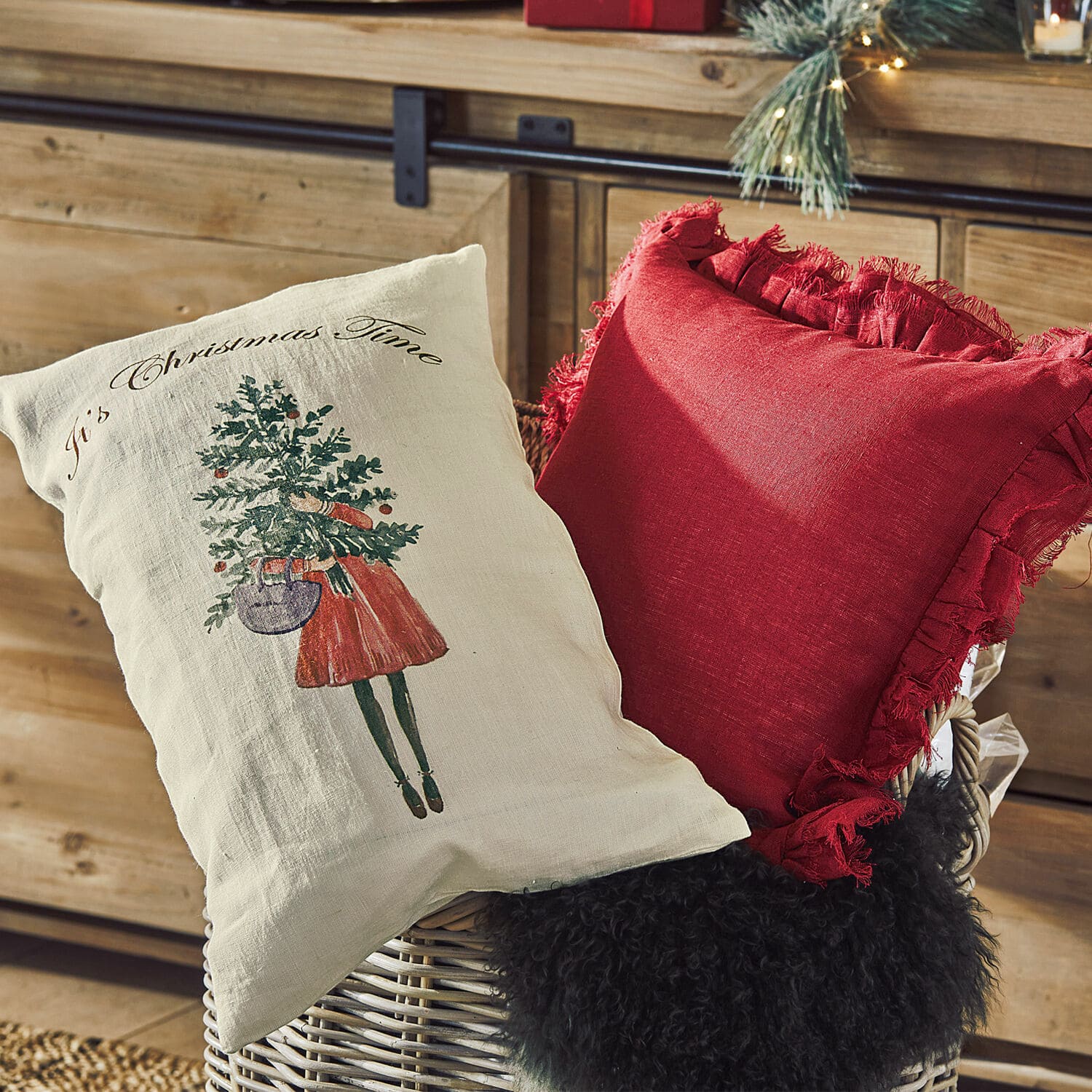 Lot de 2 housses de coussins Christmas Time