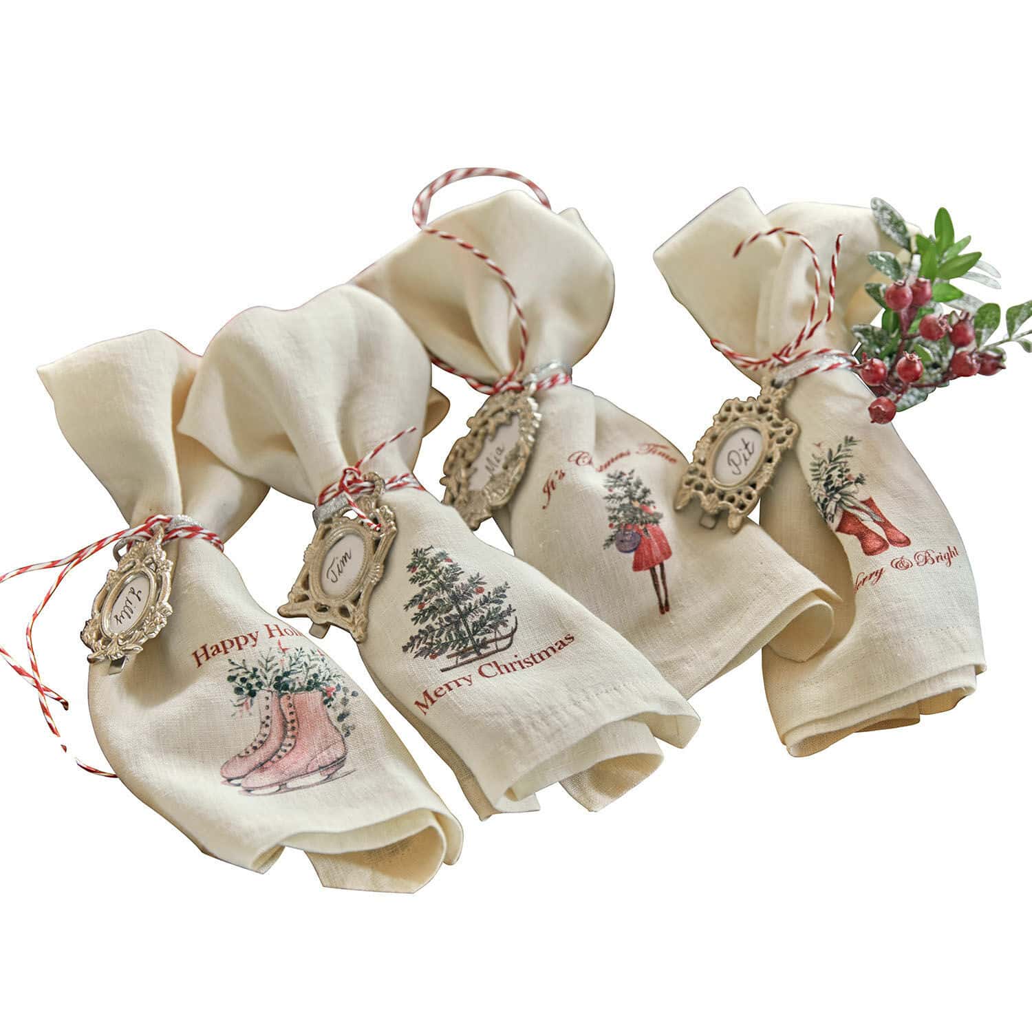 Lot de 4 serviettes Merry & Bright