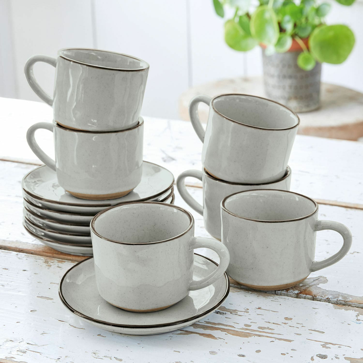 Lot de 6 tasses à café avec soucoupes Biarré