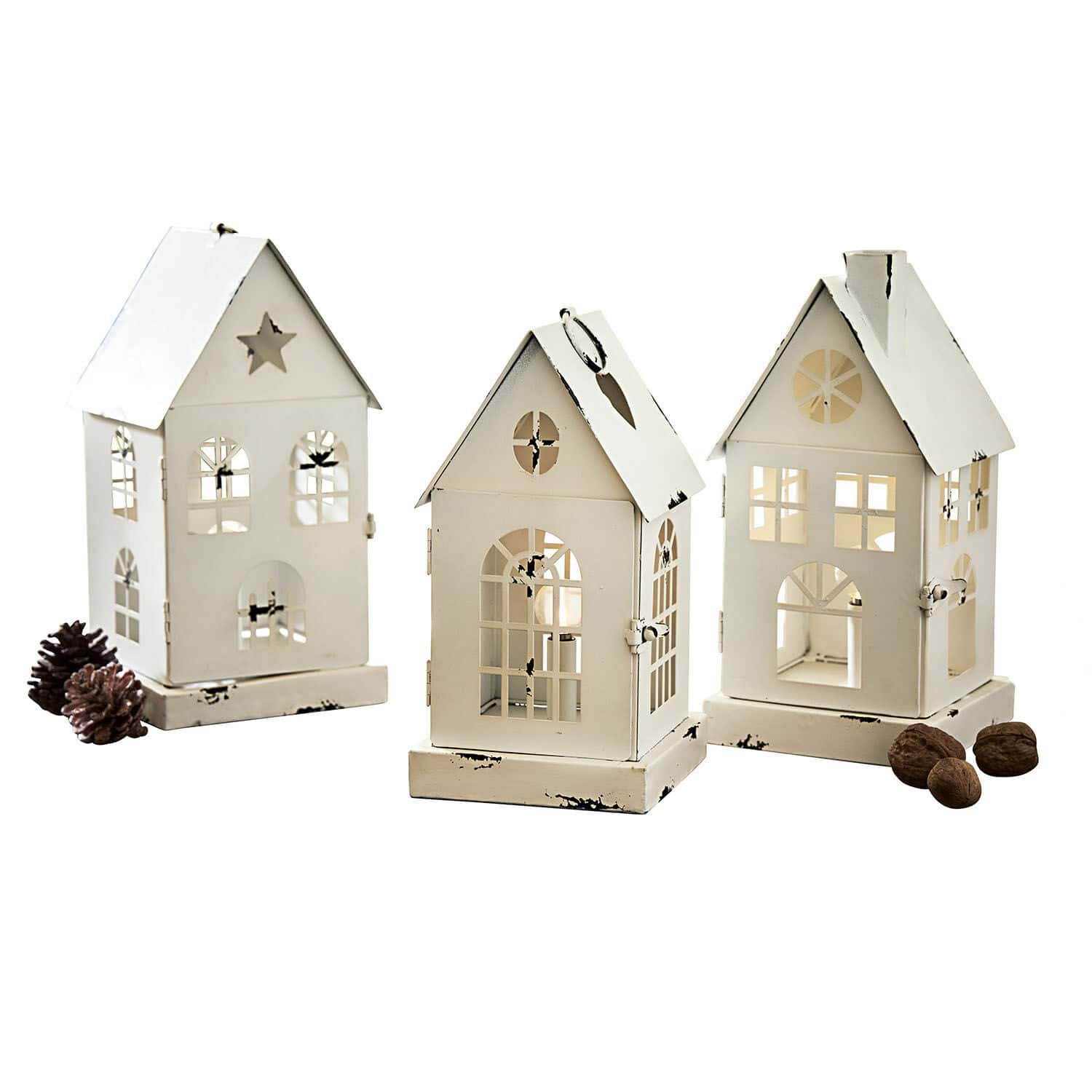 Lot de 3 lanternes LED Village