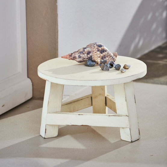 Tabouret Bresse blanc vieilli