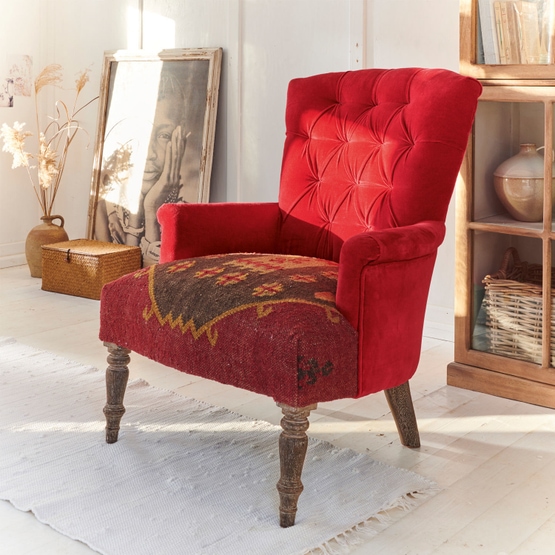 Fauteuil Hinsdale rouge/marron