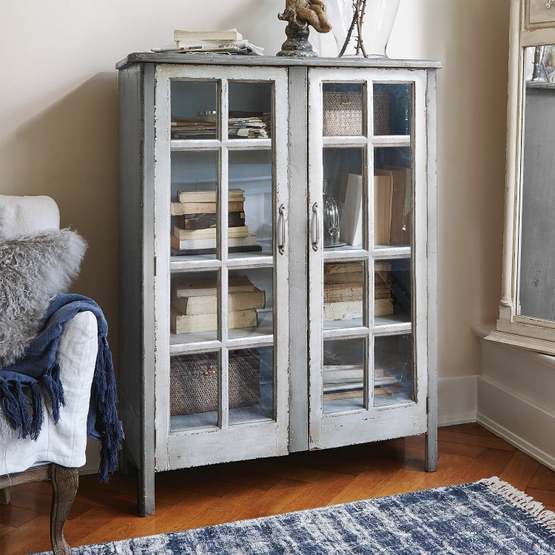 Vitrine Sherman gris/blanc vieilli