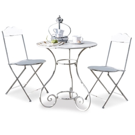 Ensemble table et chaises Iteuil blanc vieilli